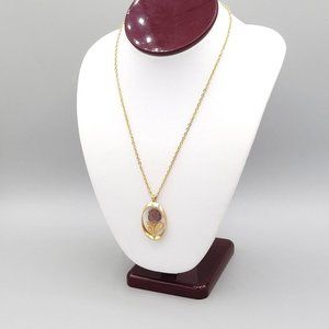 Womens Lucite Flower Pendant Gold Tone Metal Cable Chain Necklace 18 in